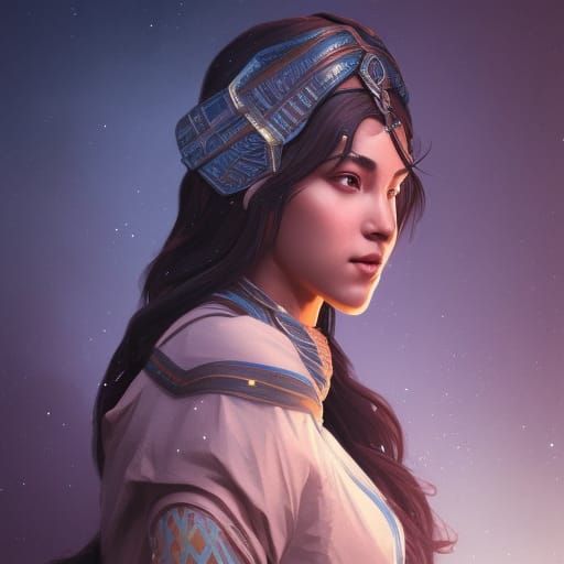 Midnight Star Portrait in Art Nouveau Style