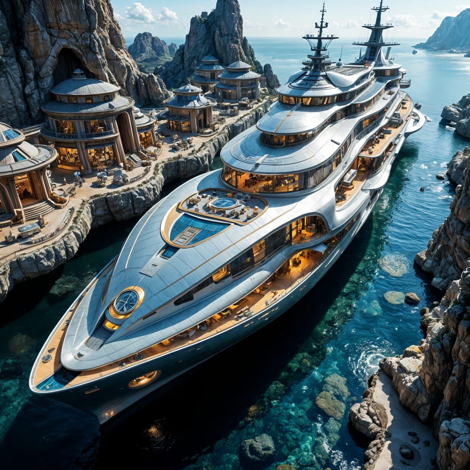 Sleek Futuristic Cruise Ship of 2035