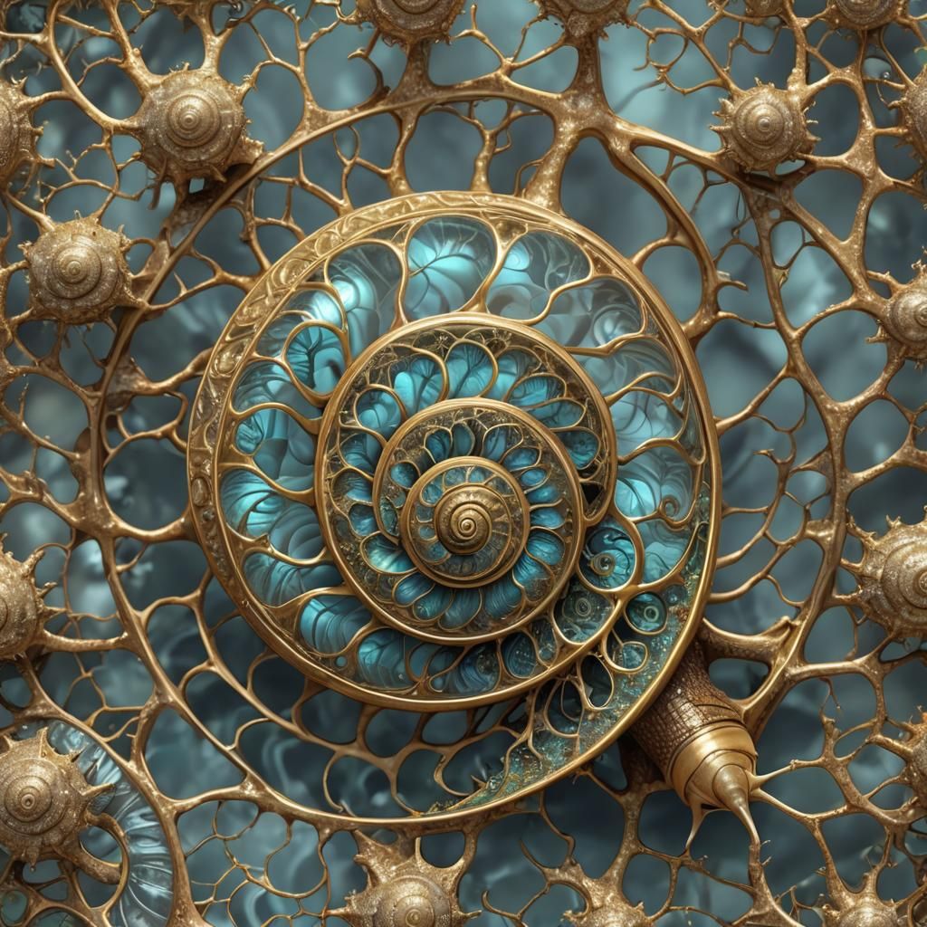 Bioluminescent Snail with Fractal Fibonacci Shell