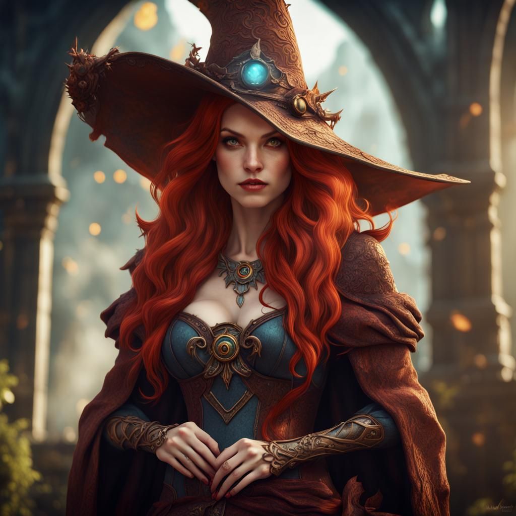 Redhead Foxy Sorceress Fantasy Concept Art