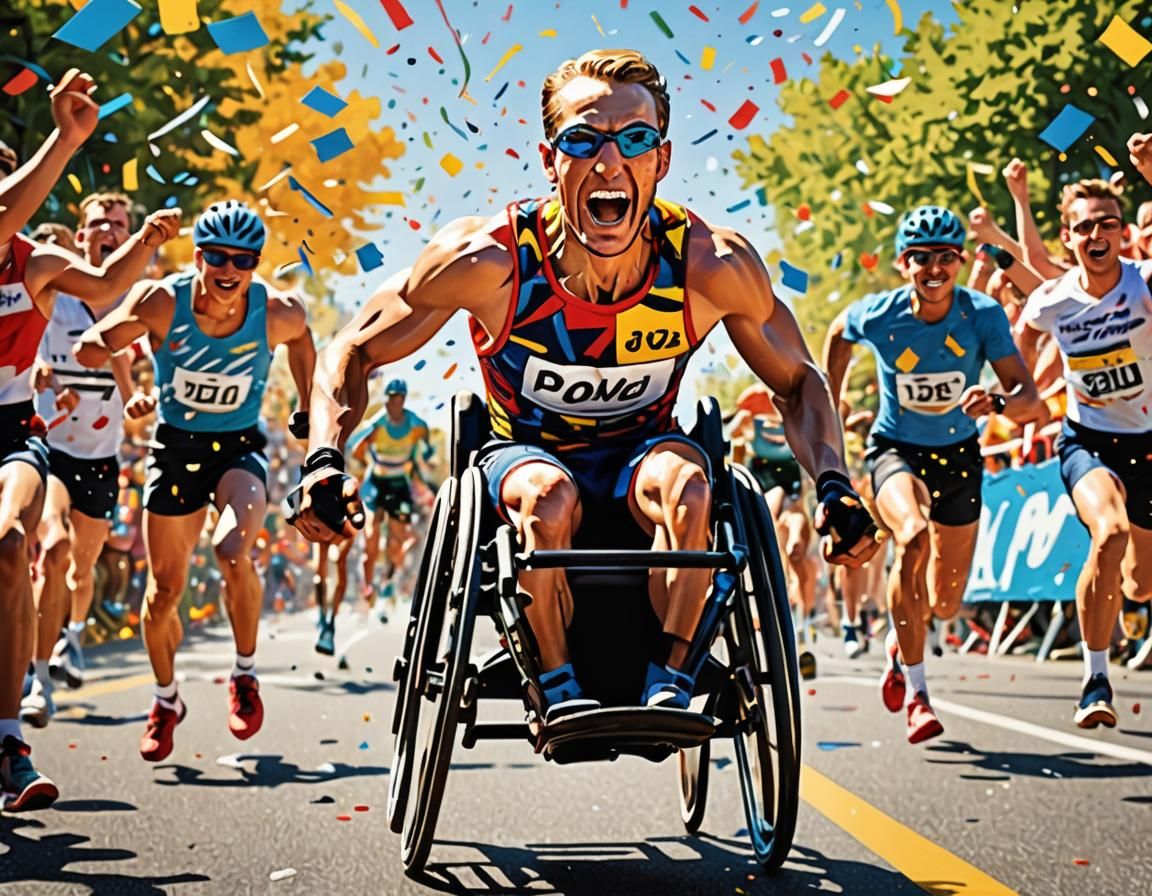 Para-Athlete Wins Race in Pop-Art Style