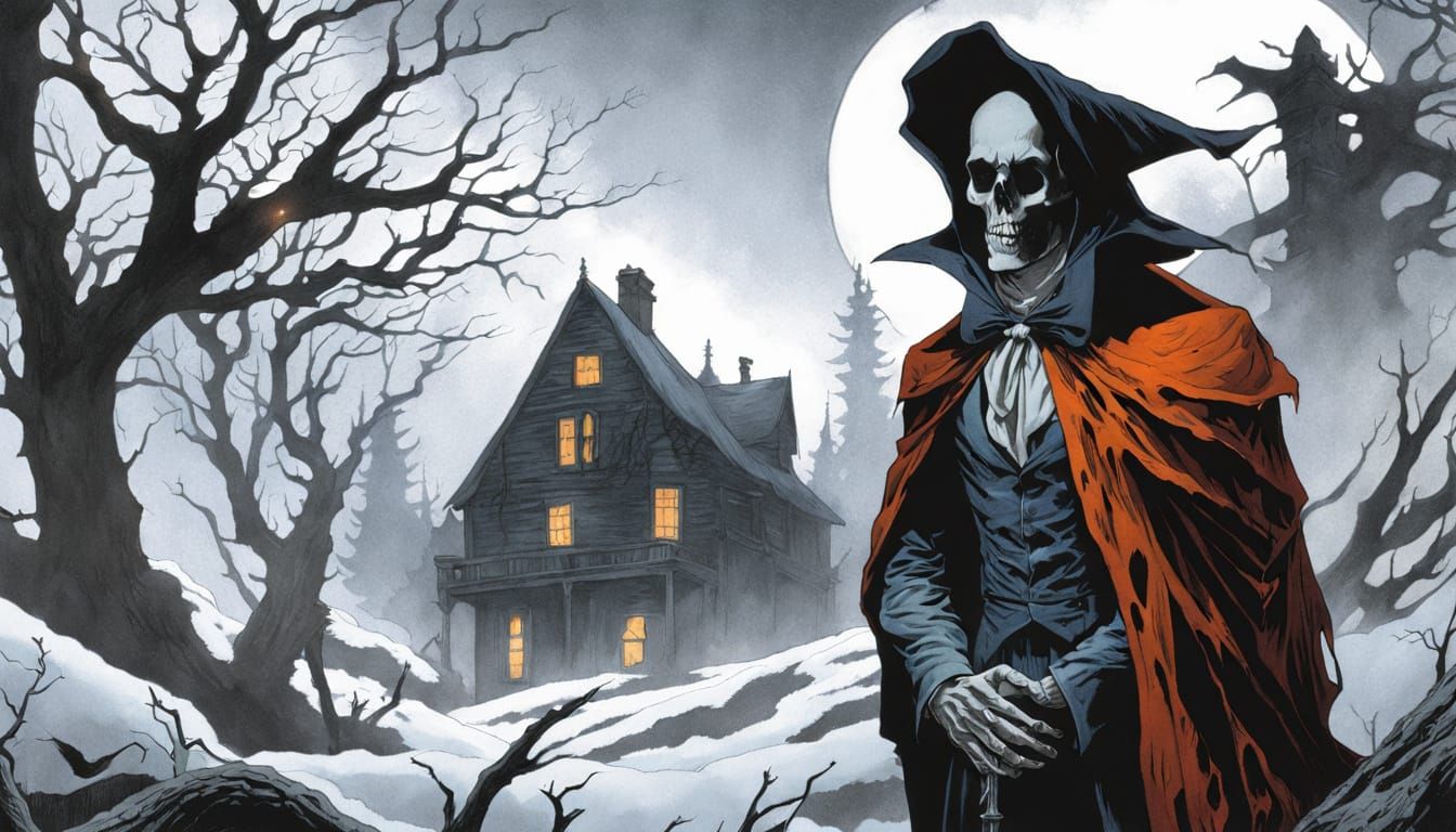 Figure in Dark Forest with Eerie Light