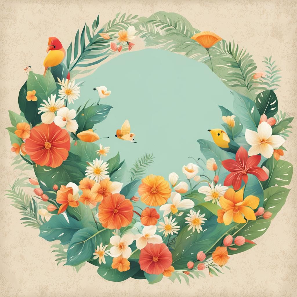 Bali Inspired Floral Circle Art