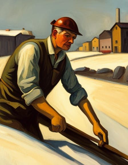 Coal Miner Label in Edward Hopper Style