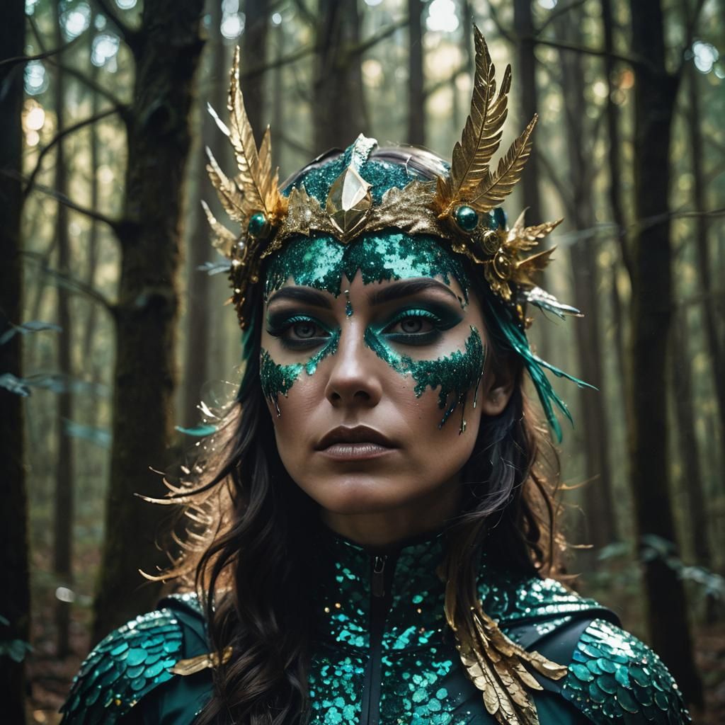 Mystical Forest Portrait with Dramatic Makeup