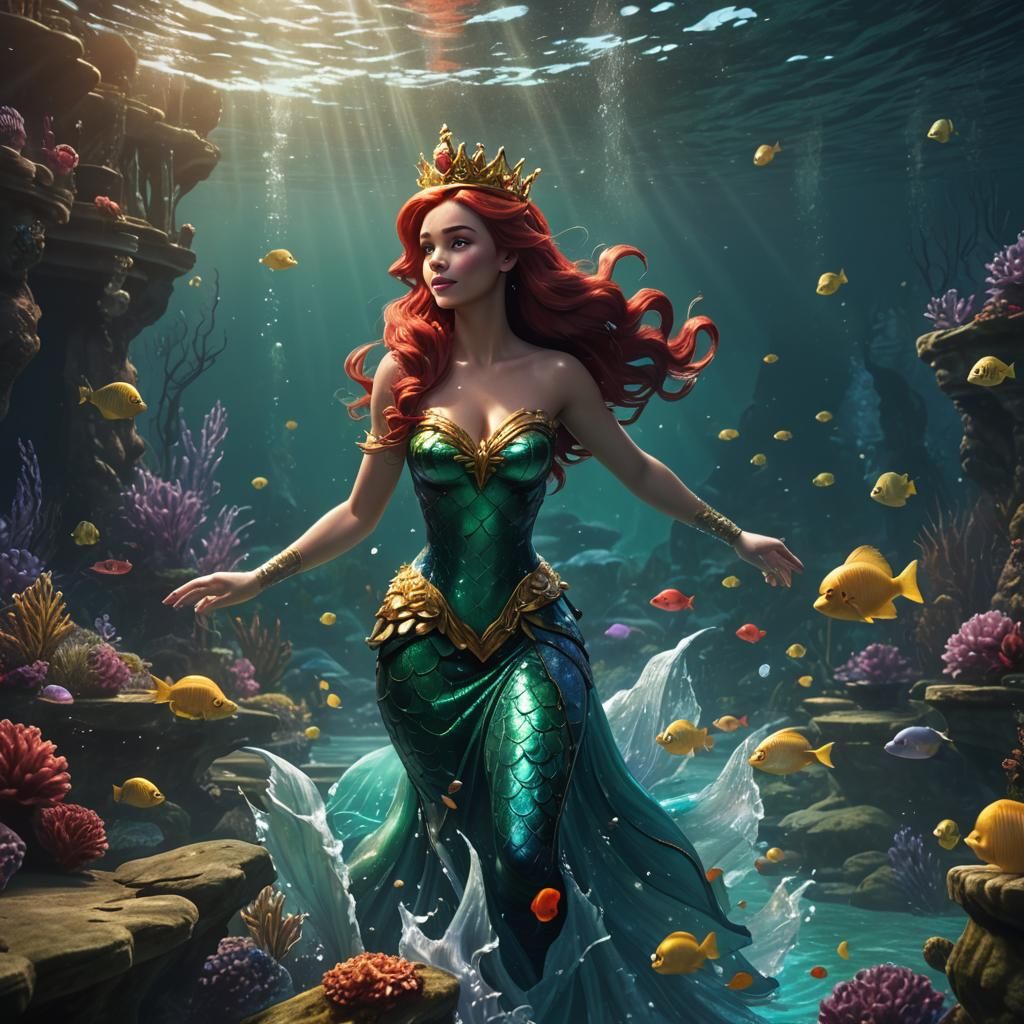 Mermaid Stealing Crown: Detailed Fantasy Art