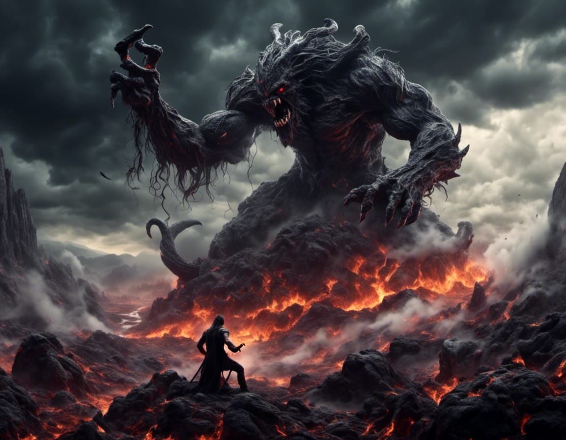 Flaming Demon Guitarist in Desolate Valley