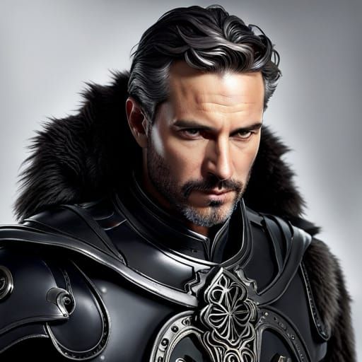 Knight in Ornate Armor: A Pre-Raphaelite Portrait