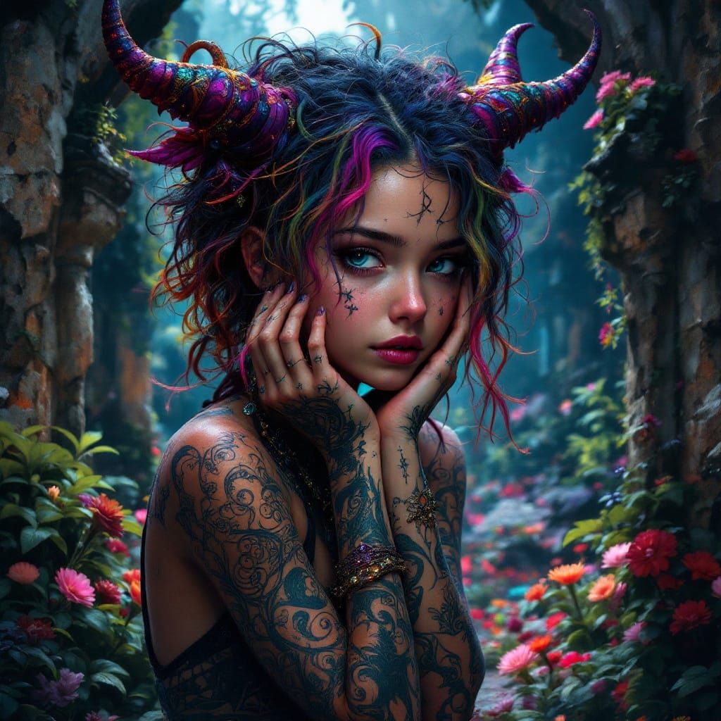 Girl in a Vibrant Fantasy Realm