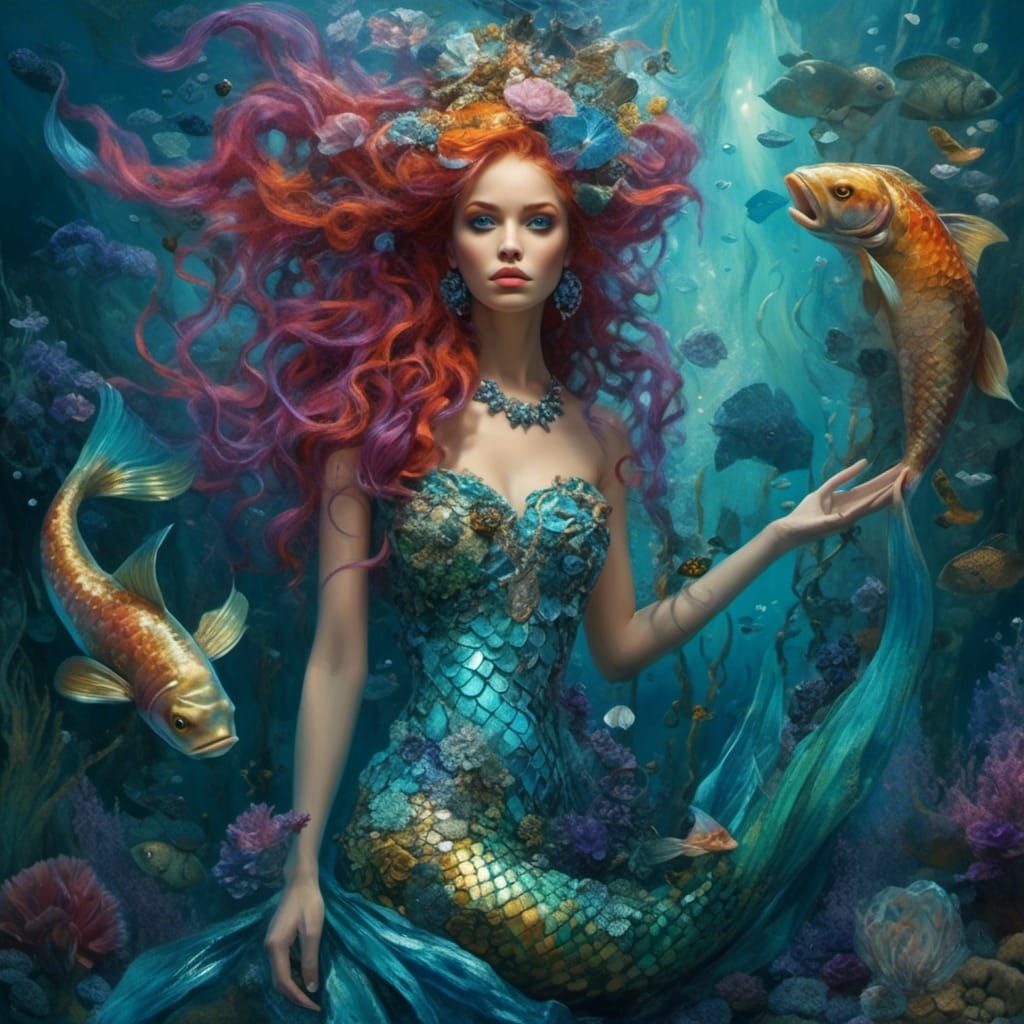 Mermaid on Catwalk in Avant Garde Fashion