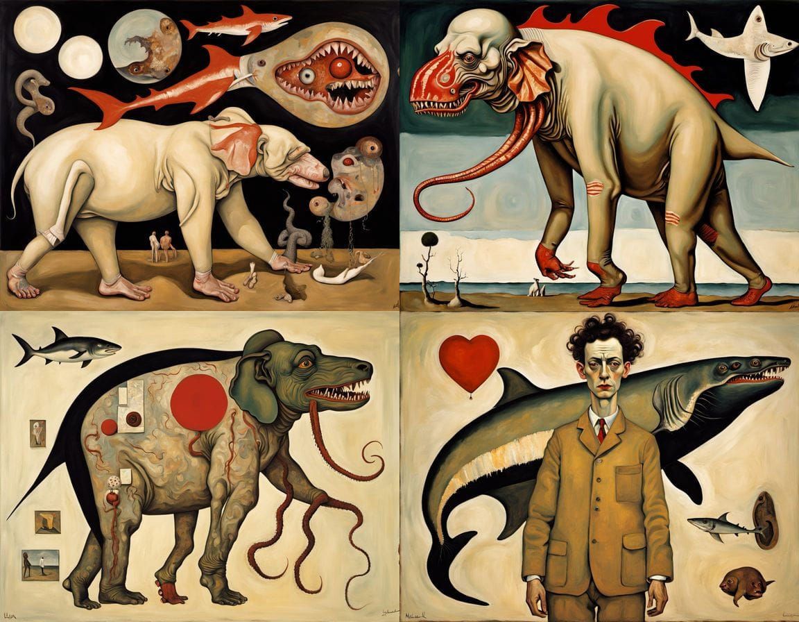 Surreal Anatomical Menagerie as Oil Painting
