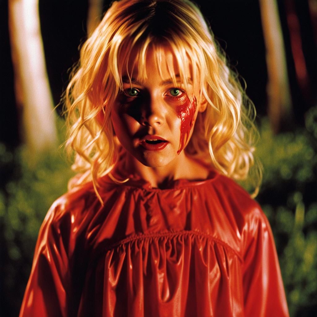 Terrified Girl in Slasher Movie Scene