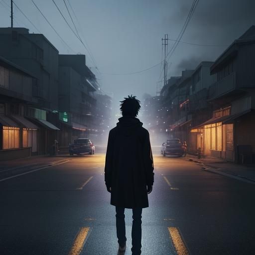 Divided Cityscape Concept Art in Anime Style