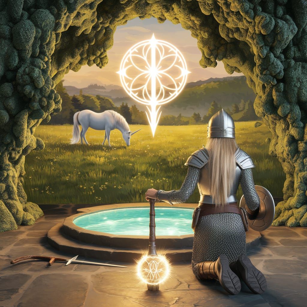 Lurue's Temple: Paladin and Unicorn Mural