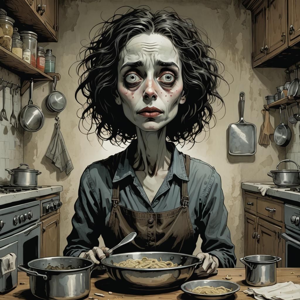 Mother's Exhaustion: A Gothic Illustration