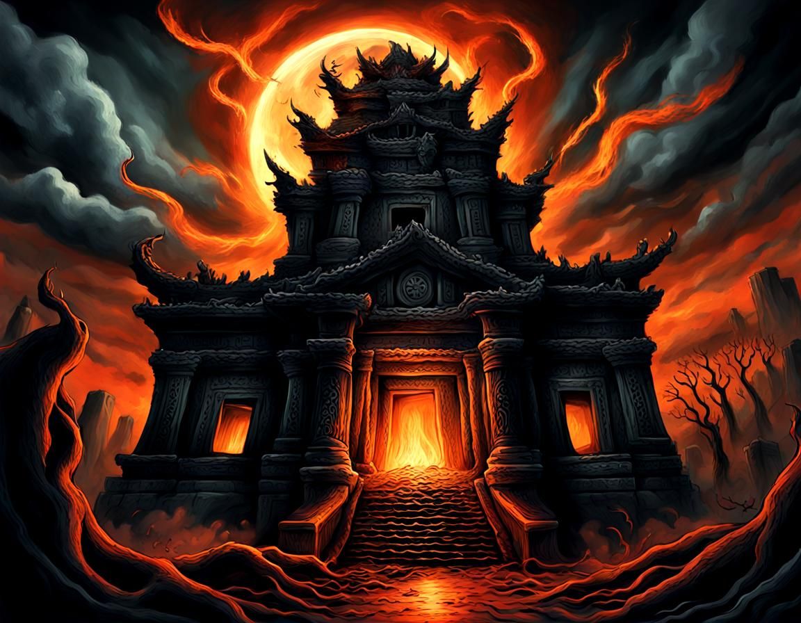 Inferno at Ancient Moon Lord Temple: Dark Fantasy