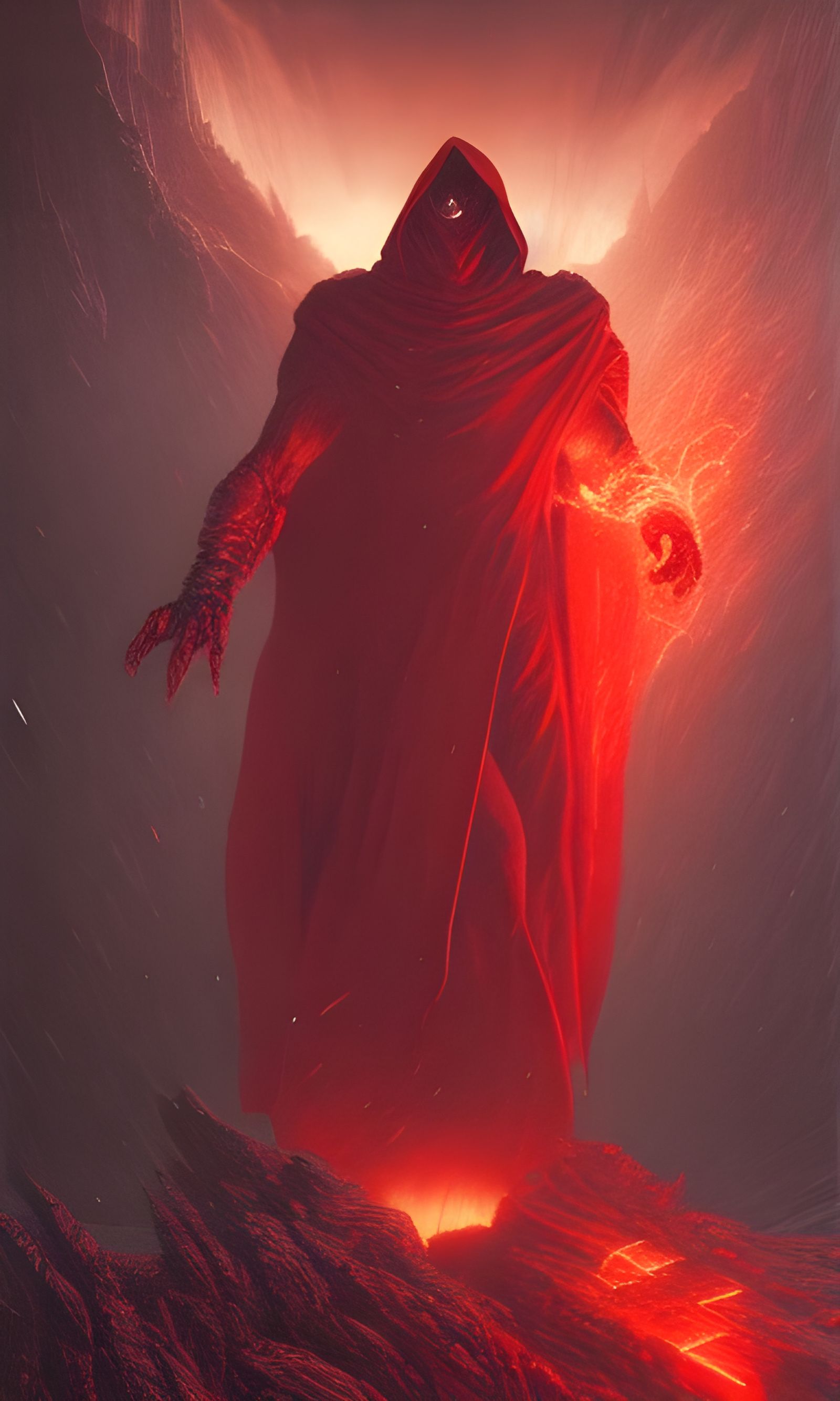 Heroic Figure in Red Cloak, Trending on Artstation