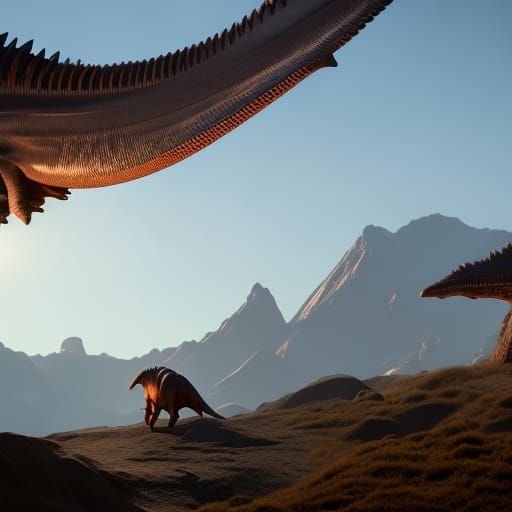Dinosaurs in Detailed Matte Painting Style