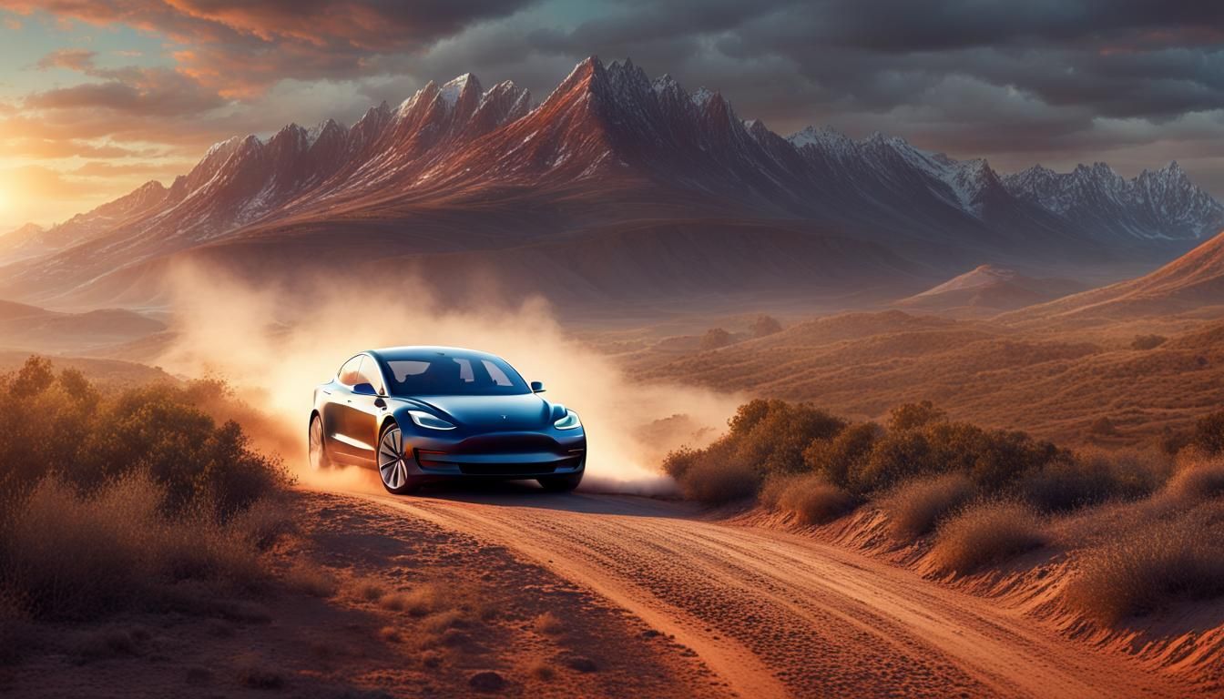 Tesla Model 3 Off-Road: Cinematic Digital Painting
