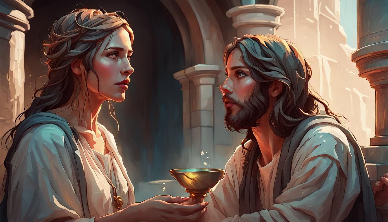 Woman at the Well Encounter, Hyperdetailed Portrait