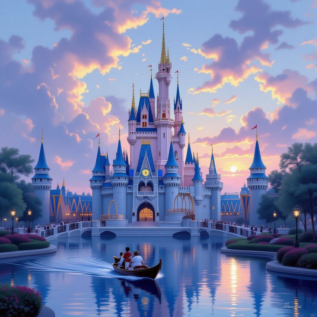 Ethereal Disney World Fantasy Landscape in Mist