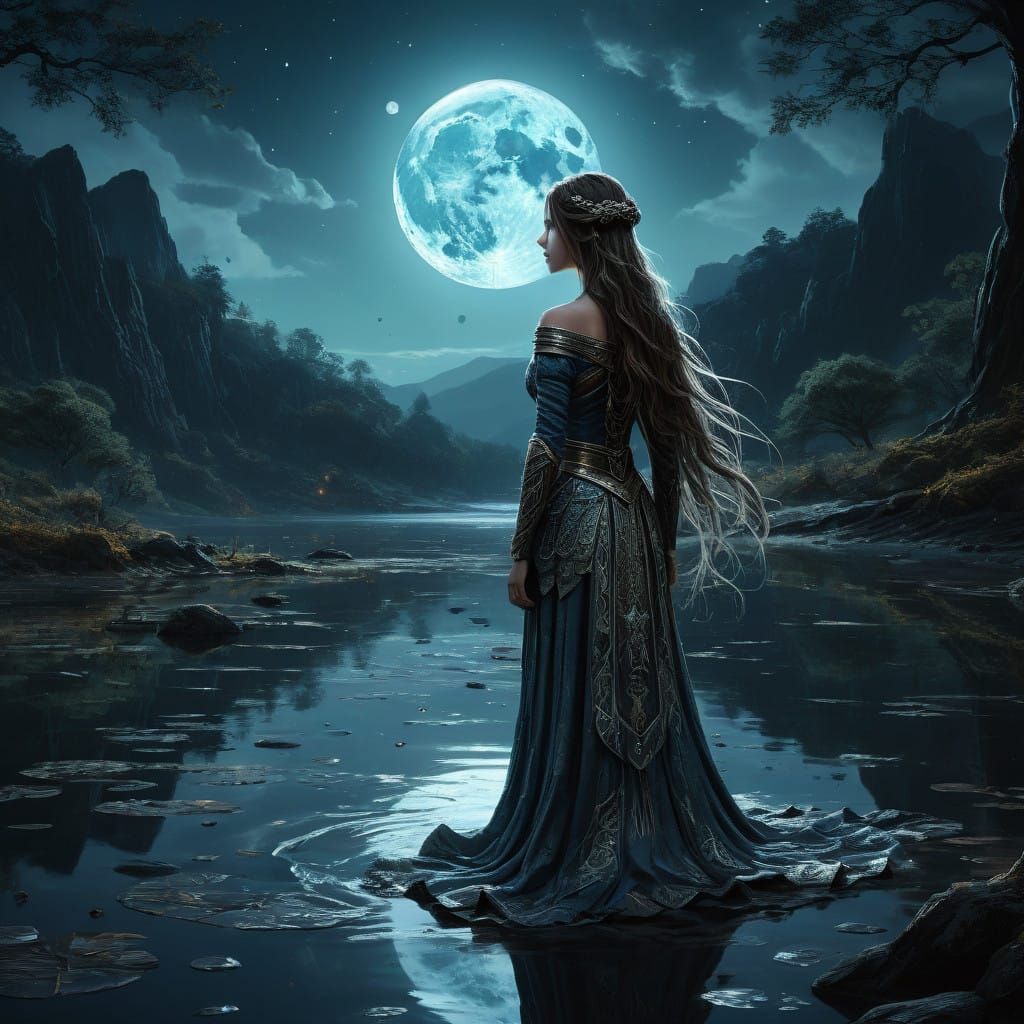 Lady of the Lake in Dreamlike, Celestial Attire