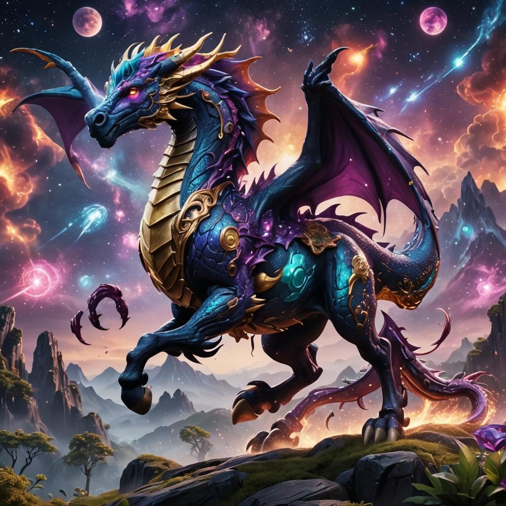 Galaxy Dragon My Little Pony in Detailed Matte Painting