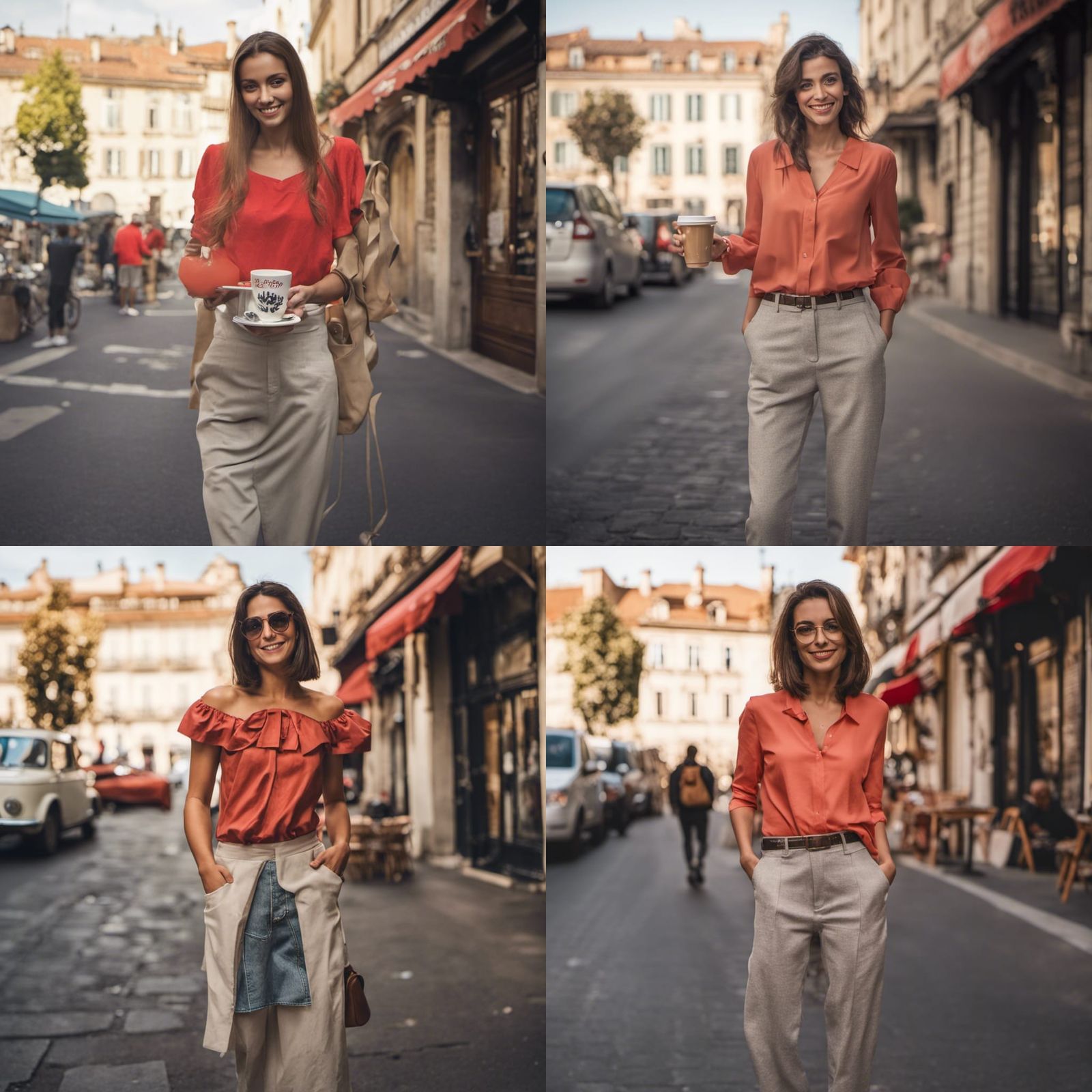 Woman at Cafe Table in French Town