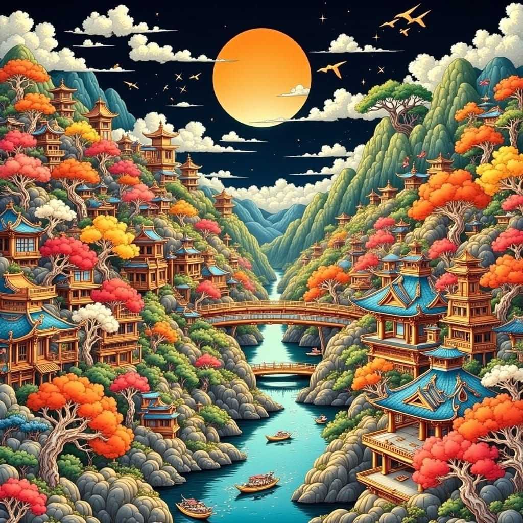 Vibrant Pantheon of Asian Heritage in Golden Proportions