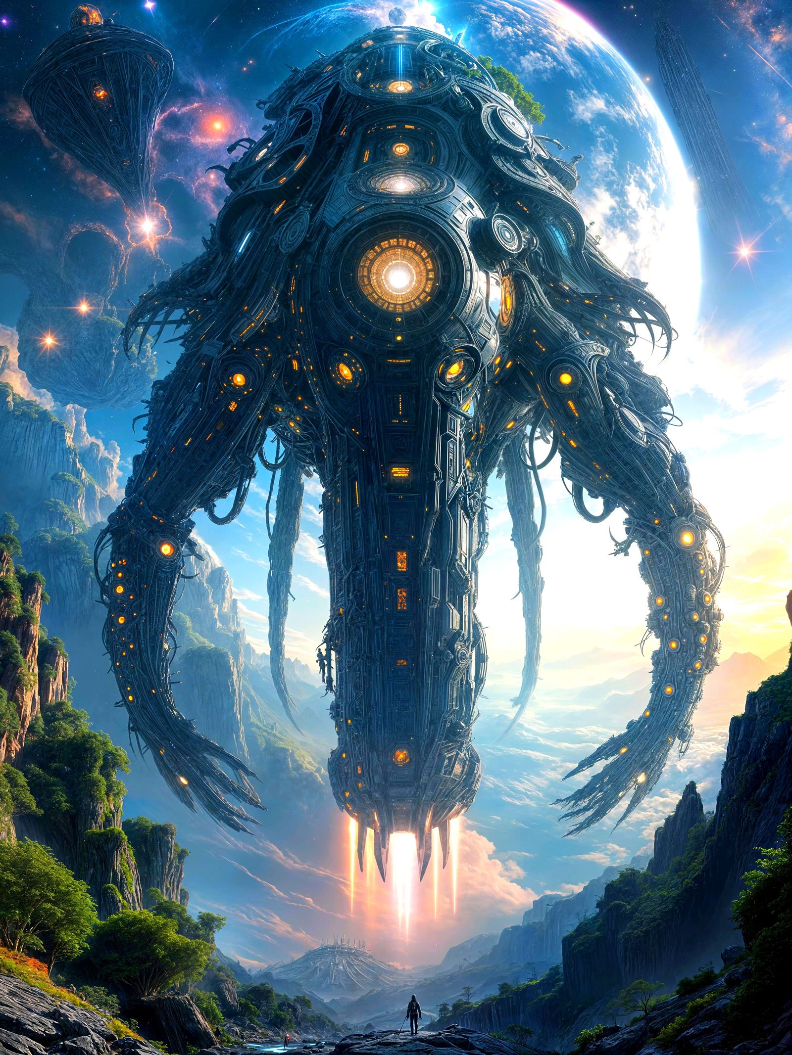 Enigmatic Space Titan Descends in Cosmic Precision