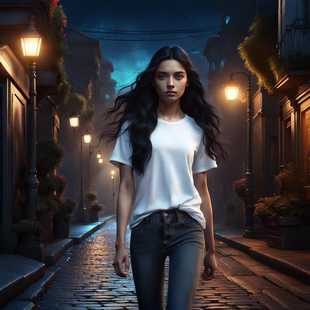 Girl on Lonely Street: Detailed Matte Painting