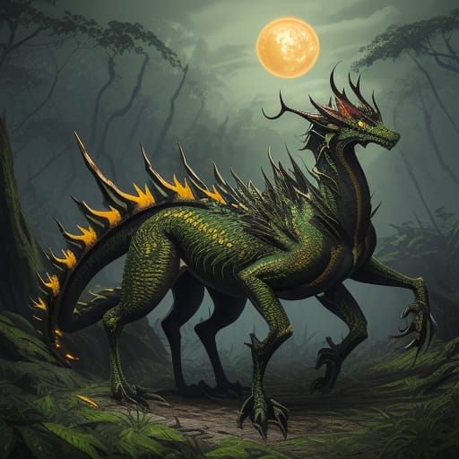 Camoryth: Plant Dragon with Golden Horns and Leafy Plates