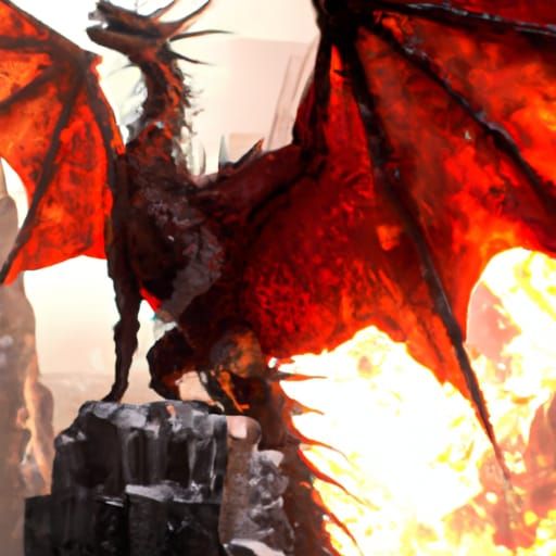 Hyperdetailed Blood Red Dragon in Dark Fantasy Style