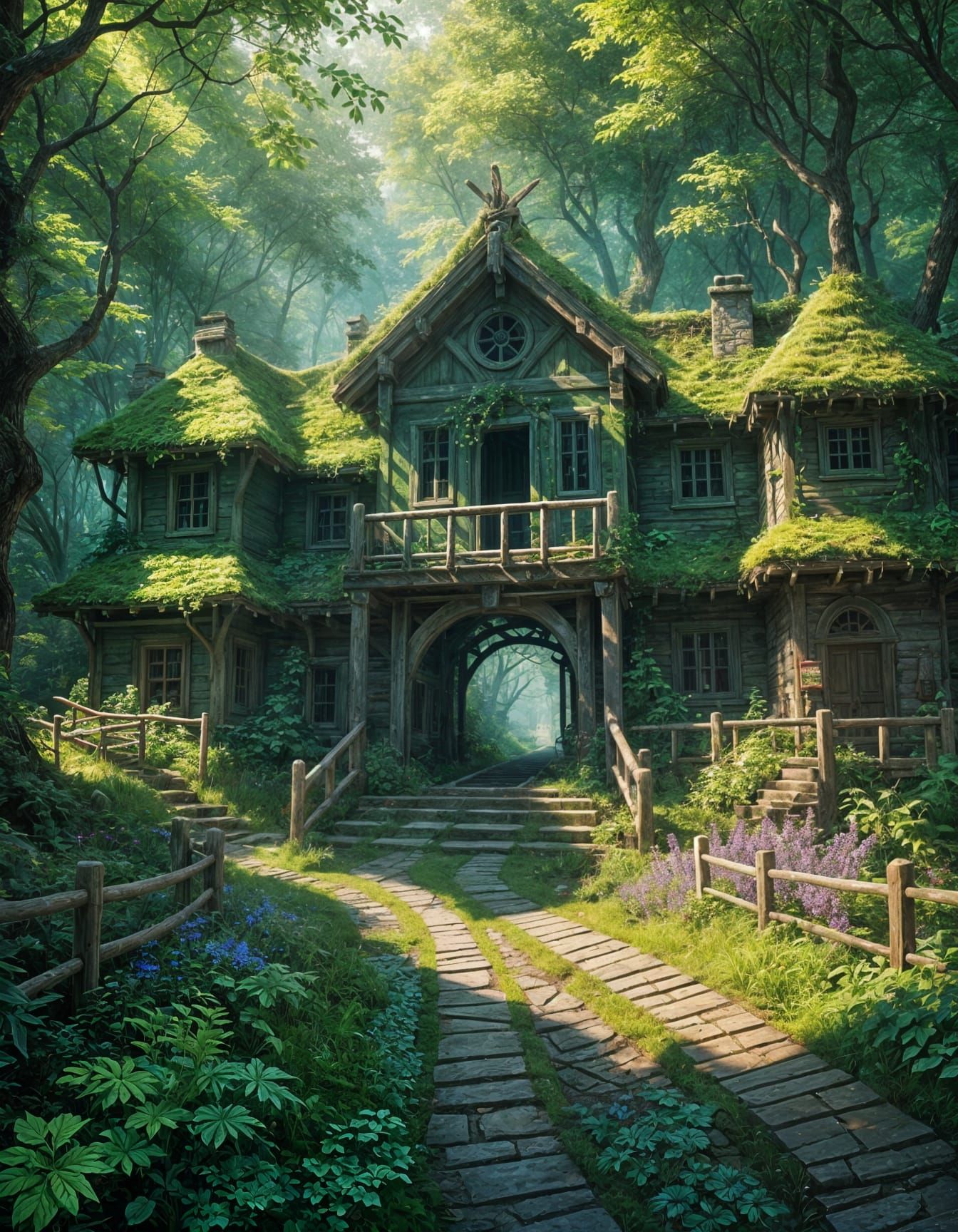 Mystical Forest Oasis in Hyperrealistic Splendor