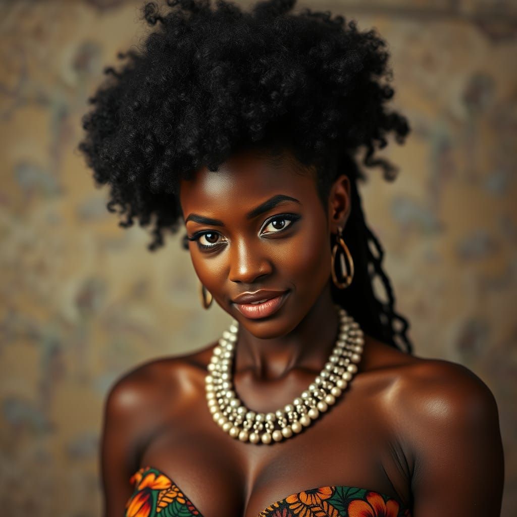 Beautiful Woman with Afro Hairstyle