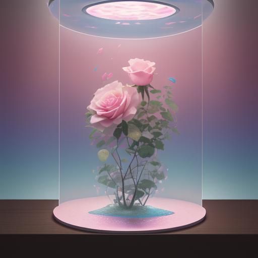 Pink Roses and Goldfish in Astral Aquarium