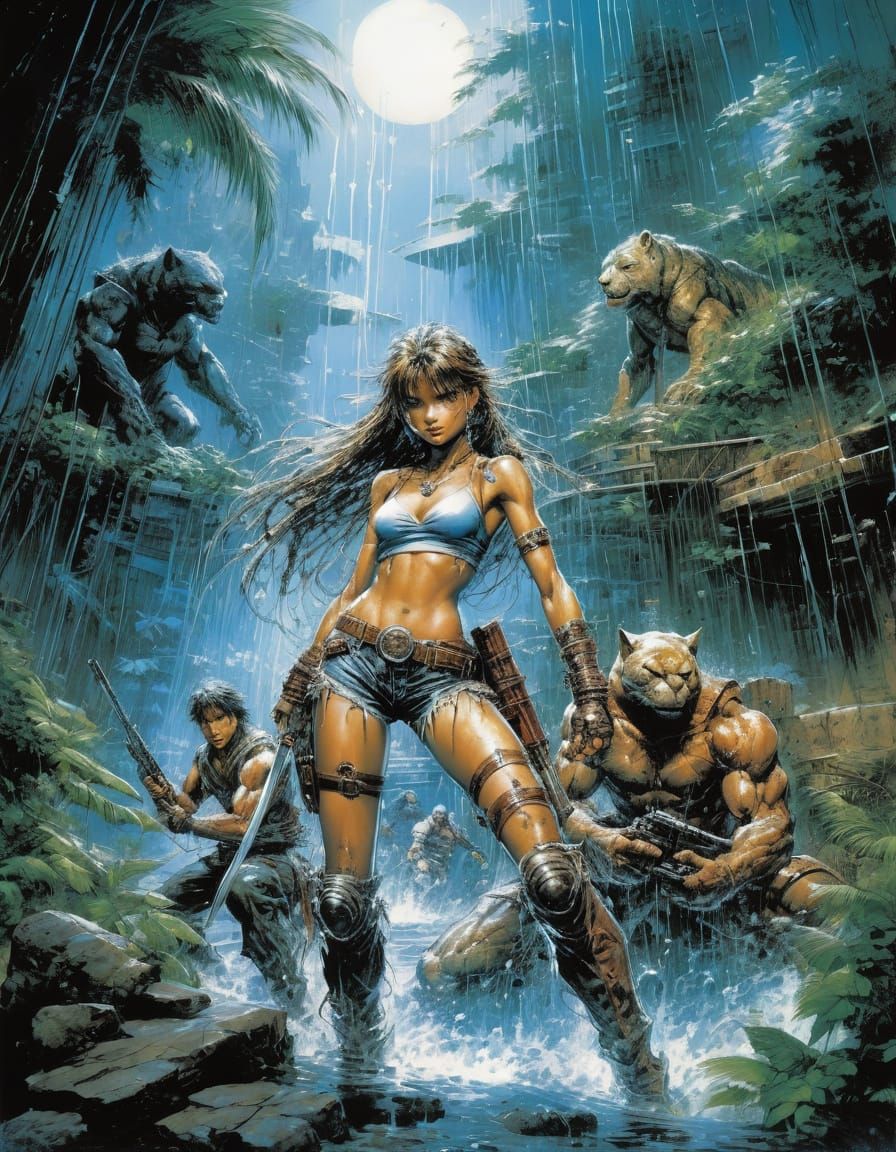 Vibrant Summer Scene in Mixed Artistic Styles