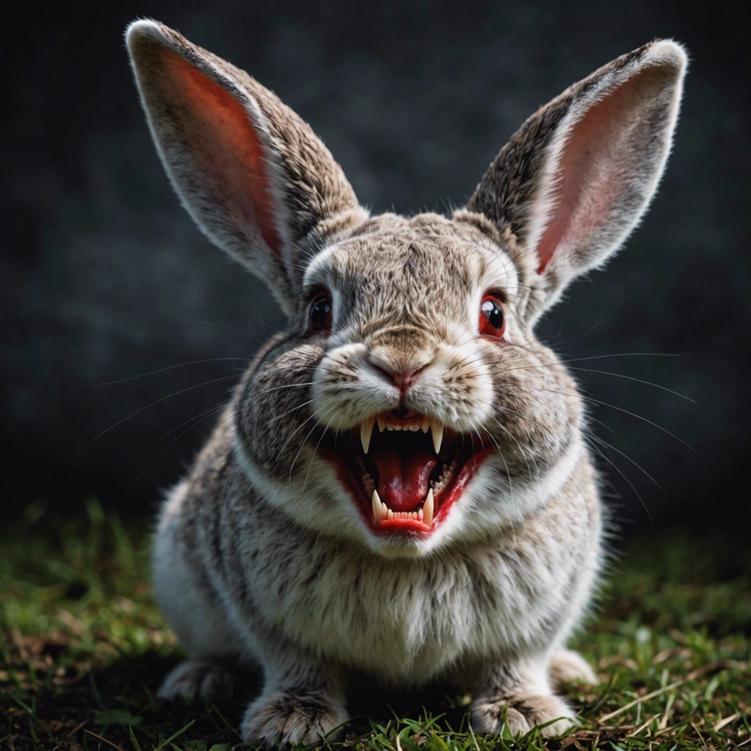 Bunny with Vampire Teeth: An Unexpected Portrait