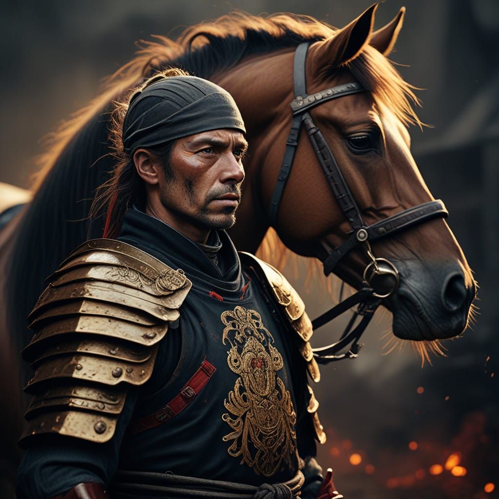 Epic Samurai Portrait in Dramatic Twilight