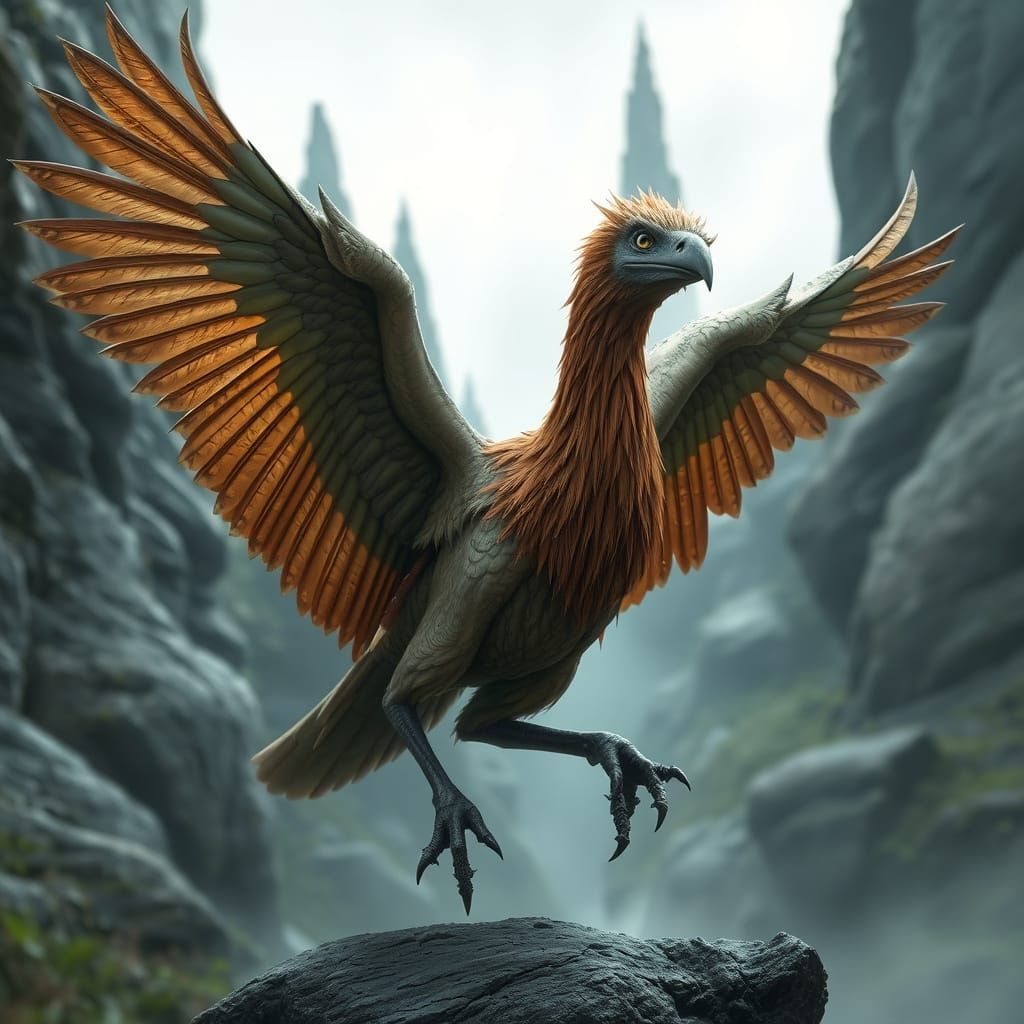 Majestic Hippogriff Soars in Fantasy Scene