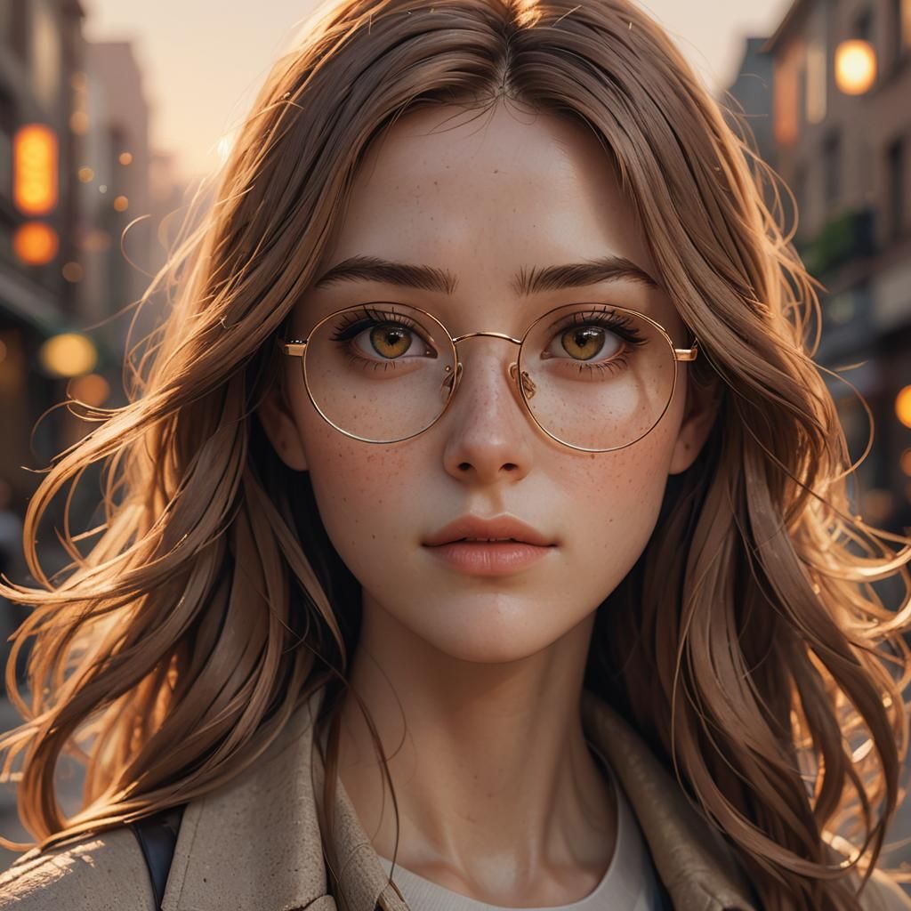 Anime Girl Portrait with Bokeh in 3D Style