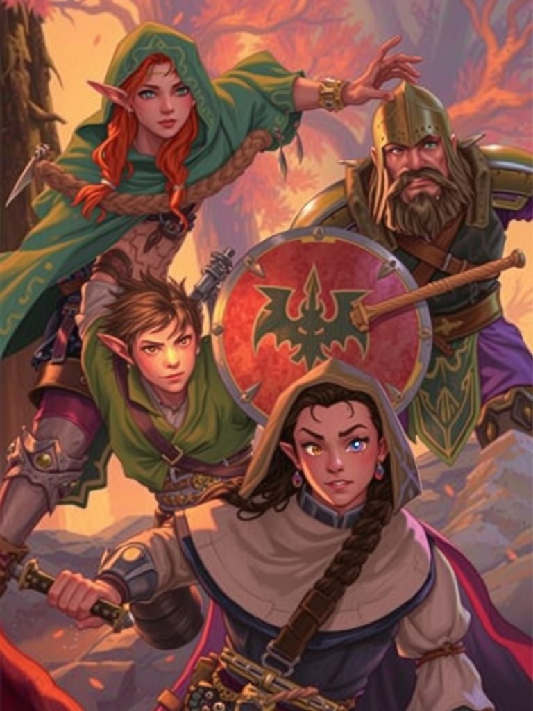 Adventuring Party in a Whimsical Fantasy Realm, Inspired by ...