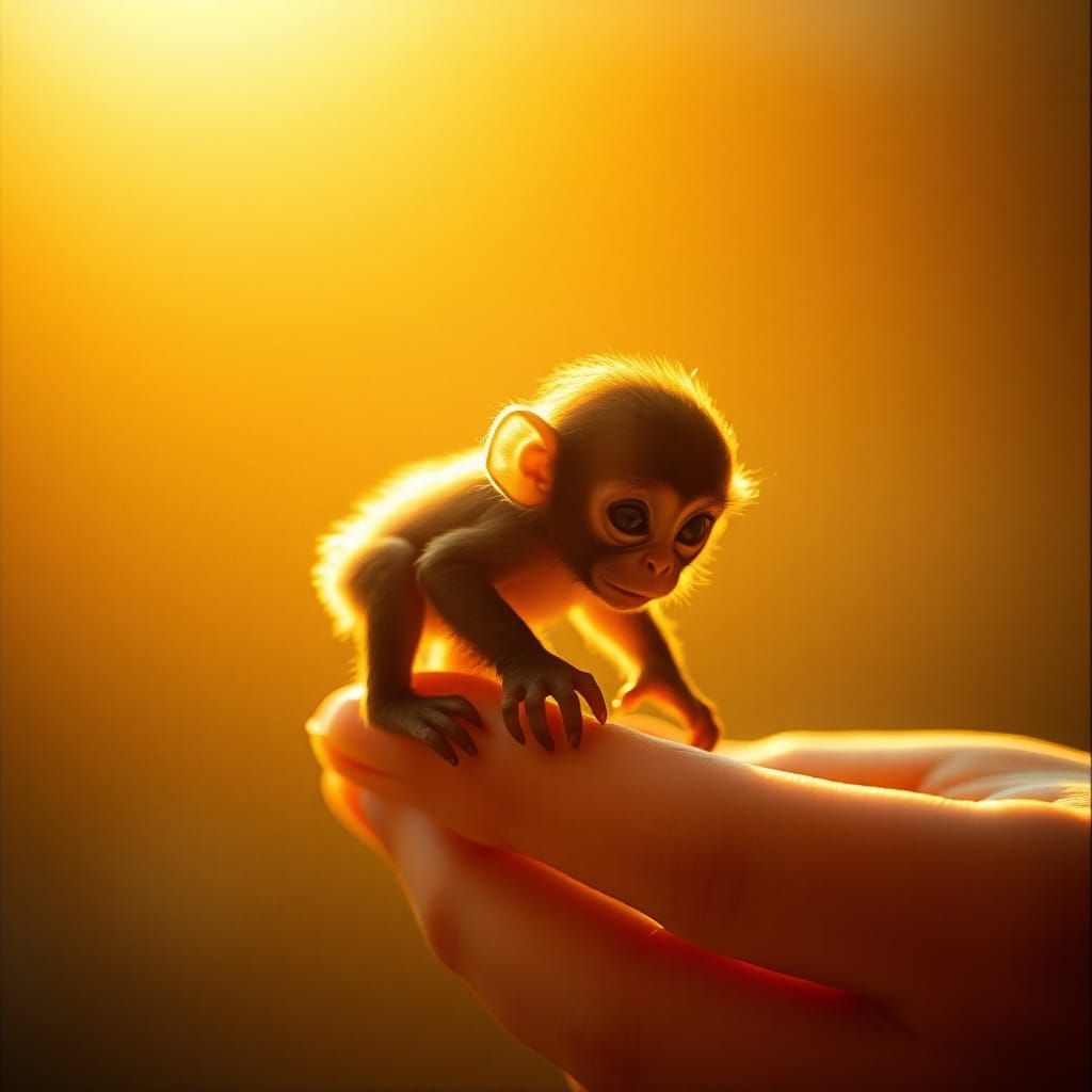Tiny Monkey in Golden Light, Cinematic Film