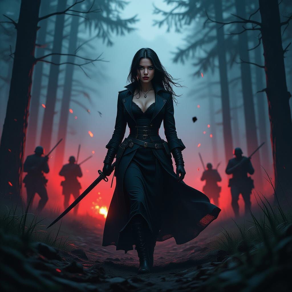 Woman in Forest Hears War Drums, Fine Art