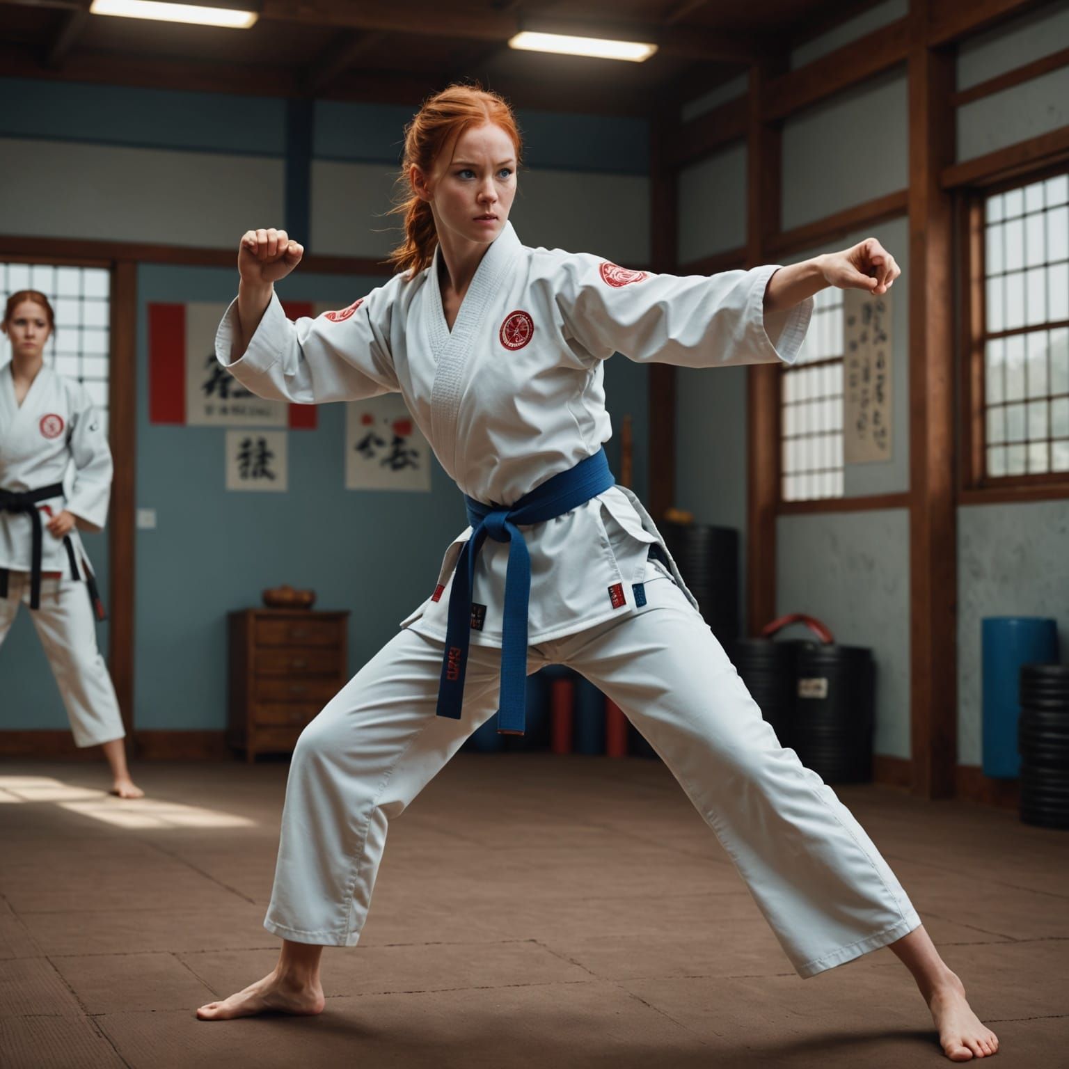 Ethereal Karate Warrior Unleashes Roundhouse Kick in Dreamli...