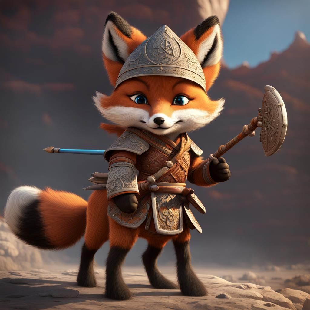 Fox Cub as Mongol Warrior on Horseback