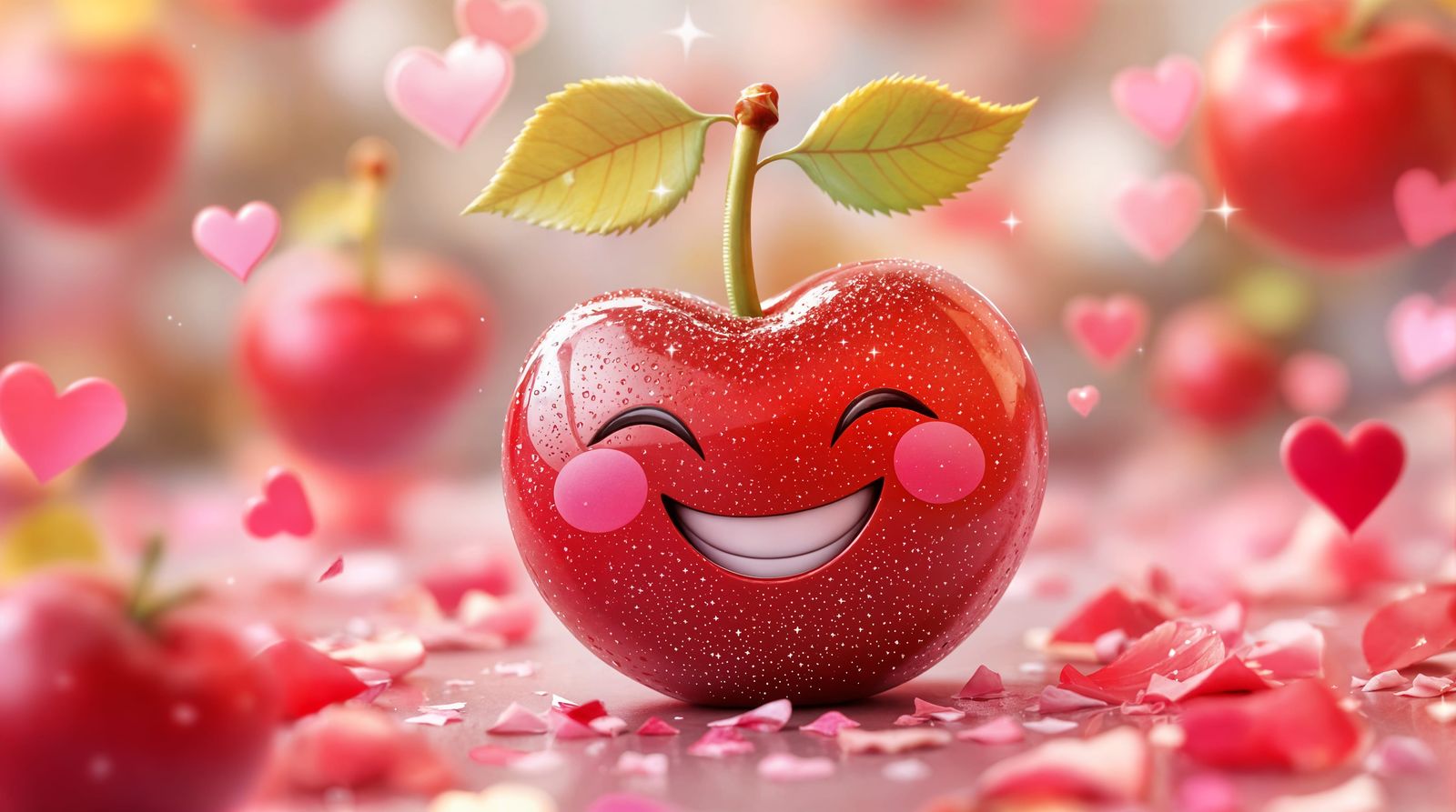 Sweet Valentine's Day Cherry in Vibrant Rose Garden