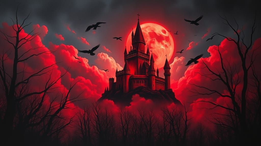 Ethereal Medieval Castle Shines in Neo-Expressionist Style