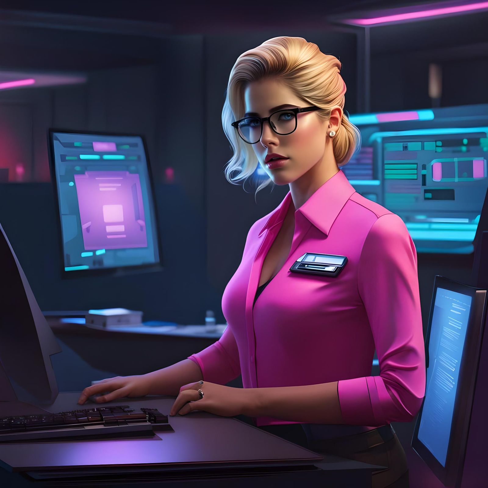 Futuristic Secretary Portrait in Dreamcore Style