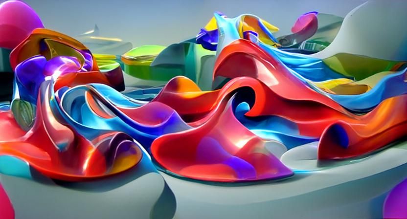 Vibrant 3D Abstract Color Symphony in Wet Paint Style